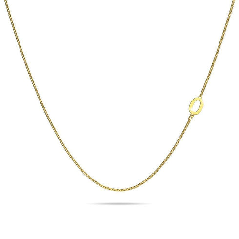 Bold Alphabet Letter Initial Charm Necklace in Gold Tone
